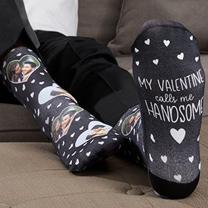 My Valentine Personalized Men's Photo Socks