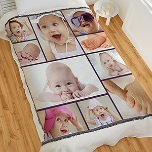 Photo Collage For Baby Personalized 56x60 Woven Photo Throw