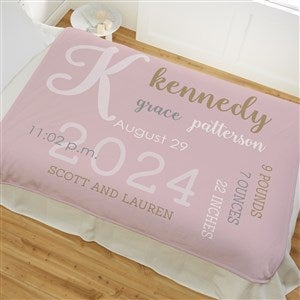 Modern All About Baby Girl Personalized 60x80 Plush Fleece Baby Blanket