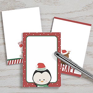 Holly Jolly Characters Personalized Mini Notepad - Set of 3