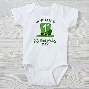 First St. Patrick's Day Personalized Baby Bodysuit - Infant 18 Months - Grey