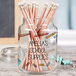 School Supplies Personalized Glass Storage Jar