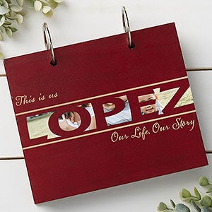 Family Name Personalized Red Poplar Wood Photo Album