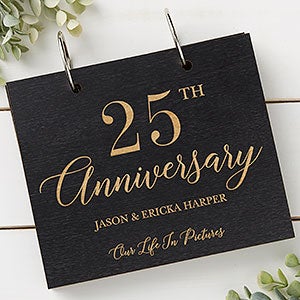 Happy Anniversary Personalized Black Poplar Wood Photo Album