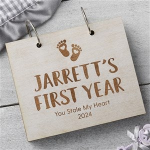 Baby's First Year Personalized Whitewash Wood Photo Album