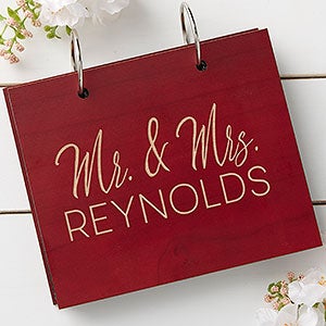 Stamped Elegance Personalized Wedding Red Poplar Wood Photo Album