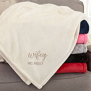 Wifey & Hubby Personalized 50x60 Beige Fleece Blanket