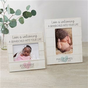 Love Is Welcoming A Grandchild Personalized Shiplap Picture Frame