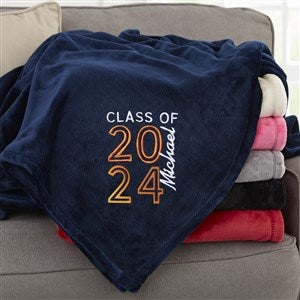 Graduating Class Of Embroidered 60x80 Navy Fleece Blanket