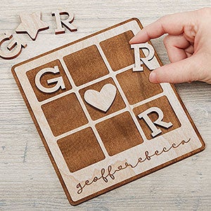 Personalized Romantic Whitewashed Wood Tic Tac Toe