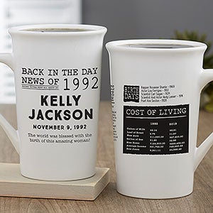 Back In The Day Personalized Latte Mug 16 Oz White