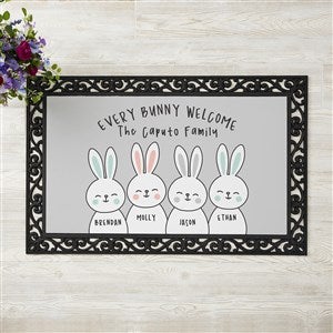 Bunny Family Character Personalized Easter Doormat - 20x35