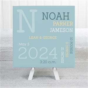 Modern All About Baby Boy Personalized Baby Canvas Prints - 8x8