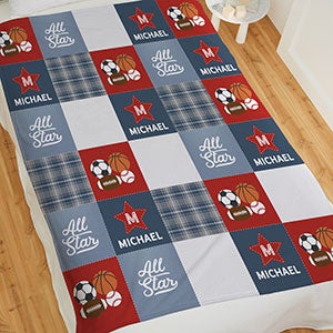 All-Star Sports Baby Personalized 60x80 Plush Fleece Blanket