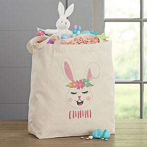 Build Your Own Girl Bunny Personalized Easter 20x15 Canvas Tote Bag