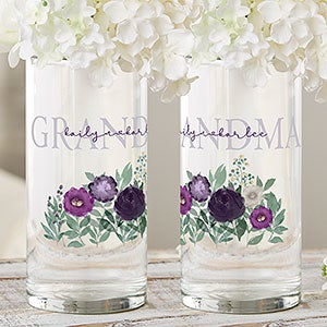 Floral Love For Grandma Personalized Glass Flower Vase