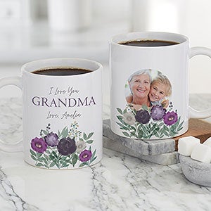 Floral Love For Grandma Personalized Photo Coffee Mugs - 30652