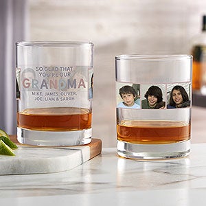 So Glad You're Our Grandma Personalized Photo Whiskey Glass