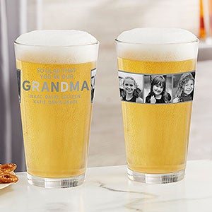 So Glad You're Our Grandma Personalized Photo 16oz Pint Glass