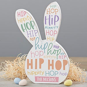 Hip Hop Personalized Wooden Easter Bunny Shelf Decoration