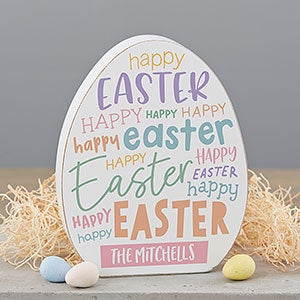 Happy Easter Personalized Wooden Easter Egg Shelf Decoration