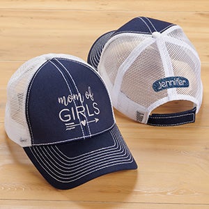 Mom Of... Embroidered Navy-White Trucker Hat