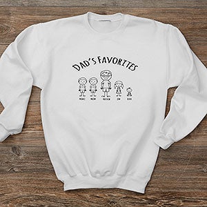 Dad's Stick Figure Family Personalized Adult Hanes Crewneck Sweatshirt - Adult XX-Large - White