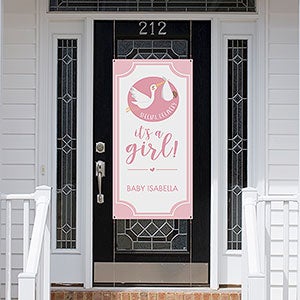 It's A Girl Baby Announcement Personalized Door Banner