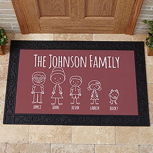 Stick Figure Family Personalized Character Doormat 20x35