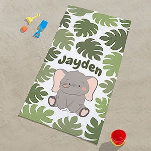 Jolly Jungle Elephant Personalized 30x60 Beach Towel