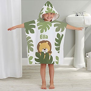 Jolly Jungle Lion Personalized Kids Poncho Bath Towel