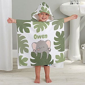 Jolly Jungle Elephant Personalized Kids Poncho Bath Towel