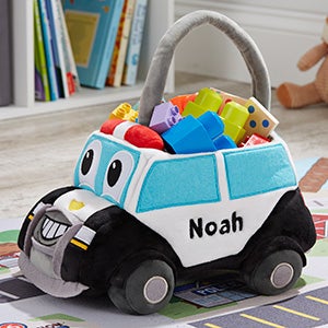 Police Truck Embroidered Plush Toy Storage Basket