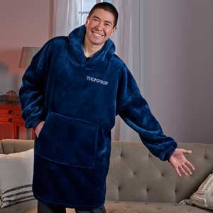 Personalized Navy Oversized Huggie Hoodie Blanket - Classic Comfort