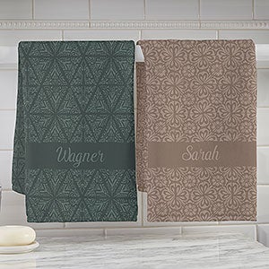 Stamped Pattern Personalized Hand Towels