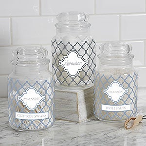 Geometric Pattern Personalized Glass Storage Jar