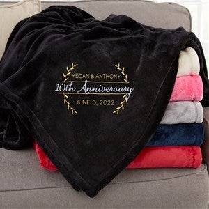 Laurel Wreath Anniversary Personalized 60x80 Black Fleece Blanket