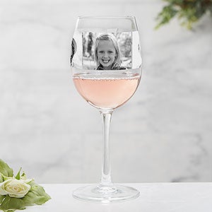 Photo Collage Personalized 12 Oz White Wine Glass