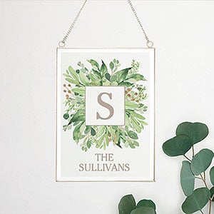 0 Spring Greenery Personalized Hanging Glass Wall Decor