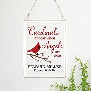 Cardinal Memorial Personalized Hanging Glass Wall Decor