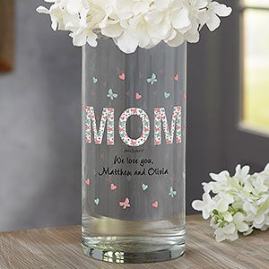 Floral Mom PhiloSophie's Personalized Cylinder Glass Vase