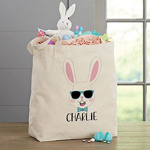 Build Your Own Boy Bunny Personalized Easter 20x15 Canvas Tote Bag