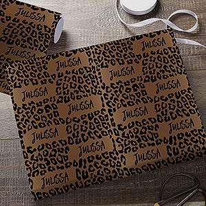 Leopard Print Personalized Wrapping Paper Roll - 18ft Roll