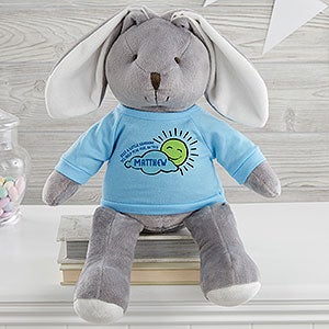 Get Well Personalized Grey Plush Bunny-Blue