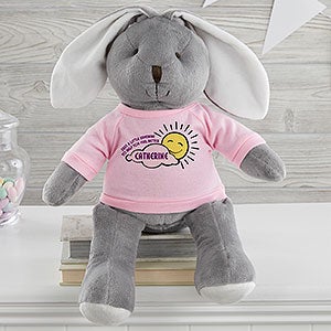 Get Well Personalized Grey Plush Bunny-Pink