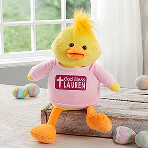 God Bless Personalized Plush Duck- Pink