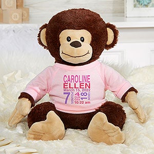 All About Baby Personalized Plush Monkey- Pink