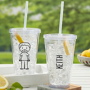 Stick Figure Family Personalized Insulated Acrylic Tumbler For Him