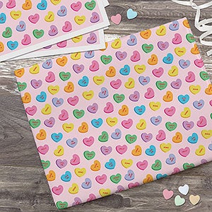 Conversation Hearts Personalized Wrapping Paper Sheets - Set Of 3