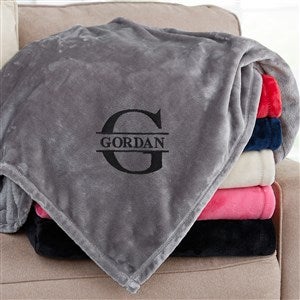 Lavish Last Name Embroidered 60x80 Grey Fleece Blanket